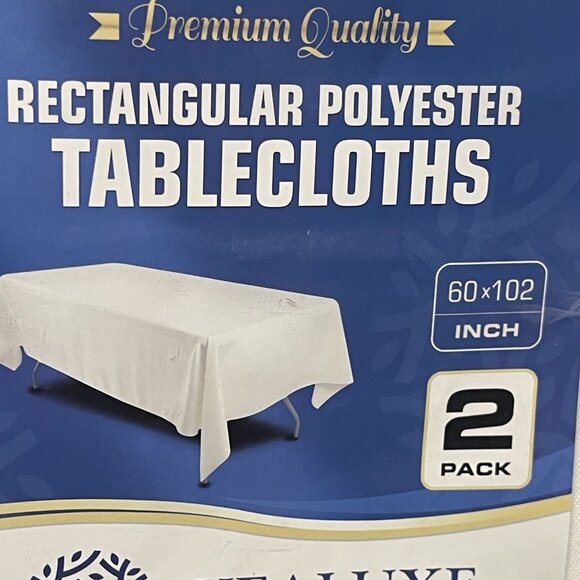Wealuxe Tablecloths White Rectangular Polyester Tablecloths 60x102 Inches 2 Pack - Picture 4 of 10